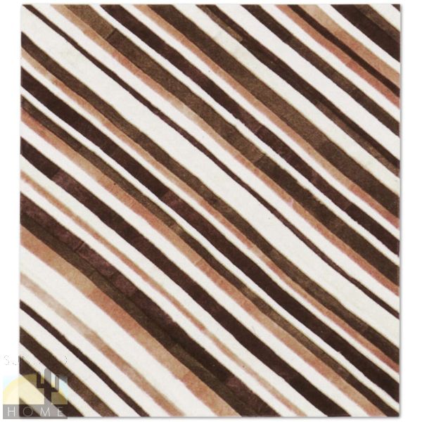 Custom Cowhide Patchwork Rug - Diagonal Stripes Multi Brown