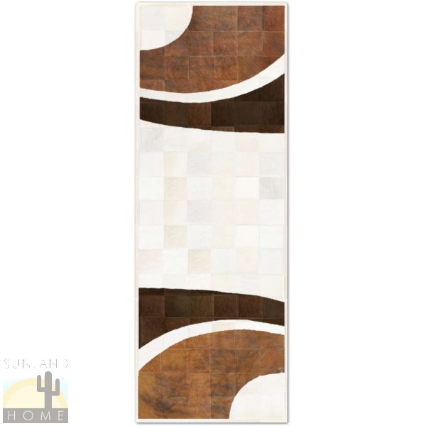 Custom Cowhide Patchwork Runner - 6in Squares - Four Arches Dark and Light Brown