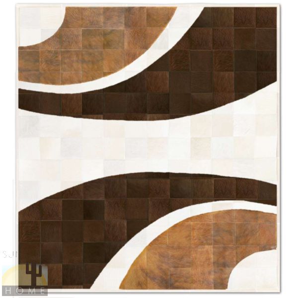 Custom Cowhide Patchwork Rug - 6in Squares - Four Arches Dark and Light Brown
