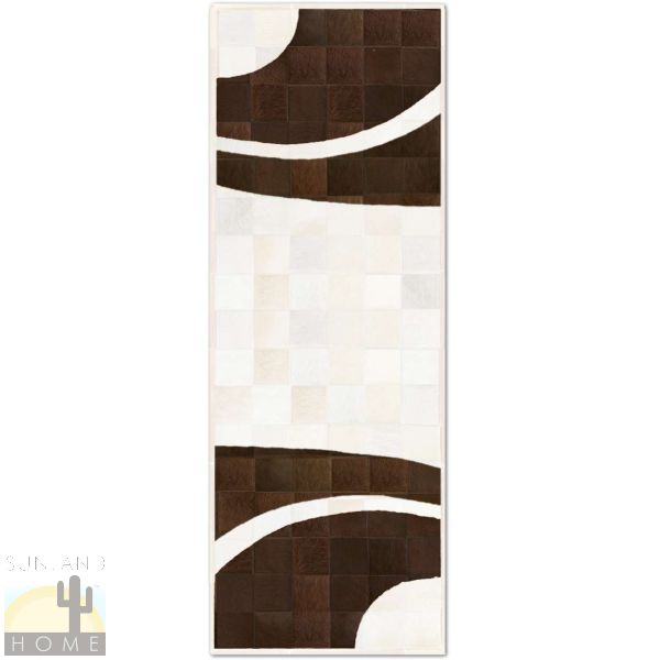 Custom Cowhide Patchwork Runner - 6in Squares - Four Arches Dark Brown