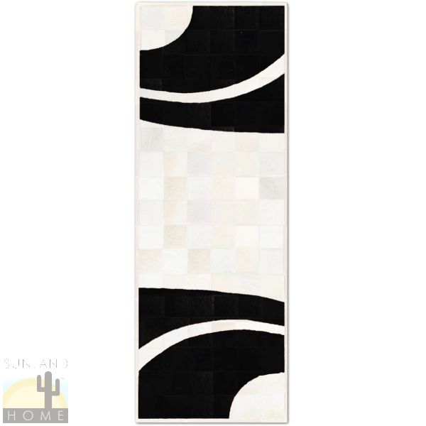 Custom Cowhide Patchwork Runner - 6in Squares - Four Arches Black