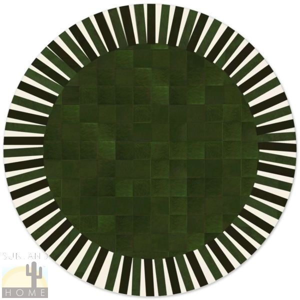 Custom Cowhide Patchwork Round Rug - 6in Squares - Sun Solid Color