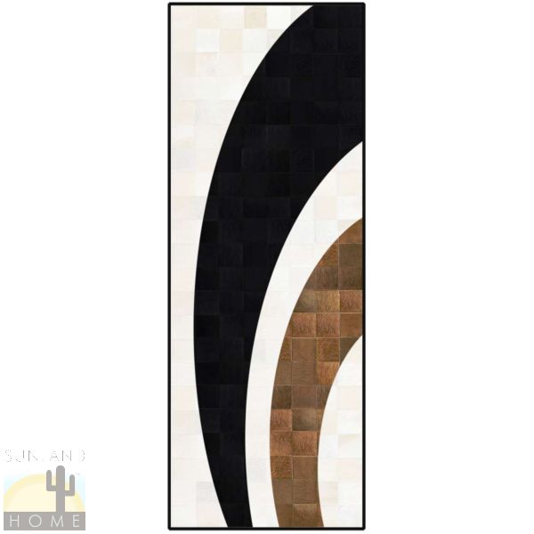 Custom Cowhide Patchwork Runner - 6in Squares - Two Arch Black and Brown
