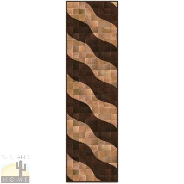 Custom Cowhide Patchwork Runner - 6in Squares - Atlantic Dark Brown on Brown