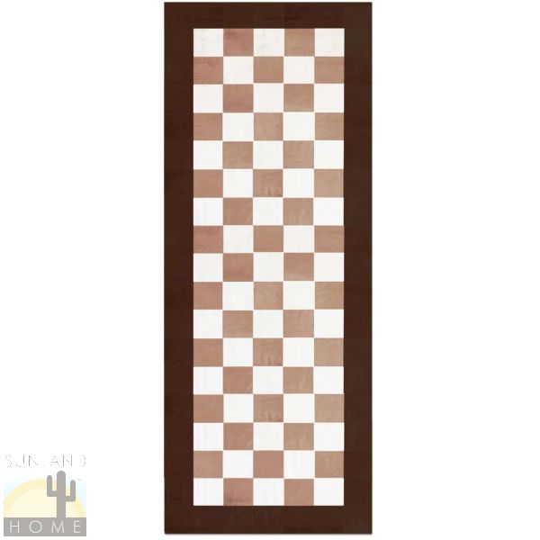 Custom Cowhide Patchwork Runner - 8in Squares - Checkers Brown White