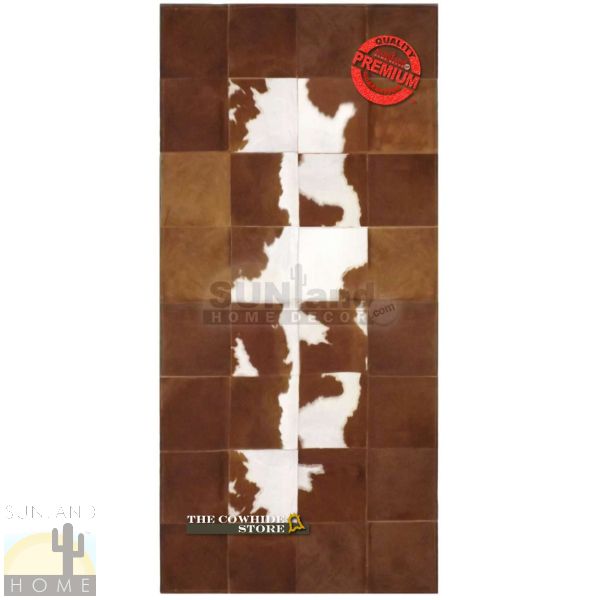 Custom Cowhide Patchwork Runner - Brown with Brown and White Middle