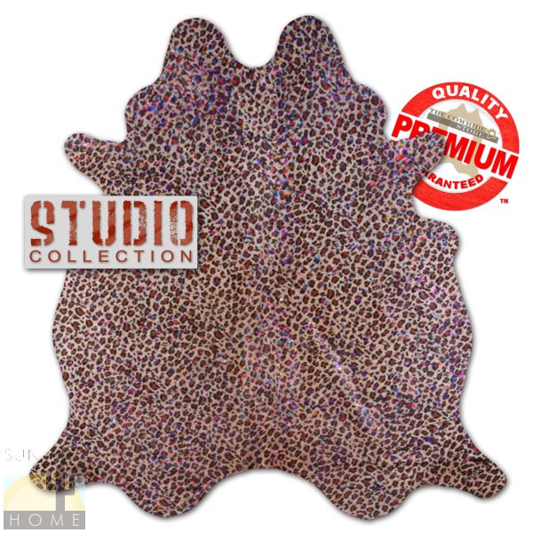 328376 - Metallic Color Splash Multi-Color on Leopard on Tan Cowhide - Choose Size