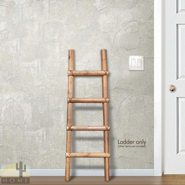 460240 - Art Crafted in Arizona - 48in Decorative Wooden Kiva Ladder in Red Mahogany Finish