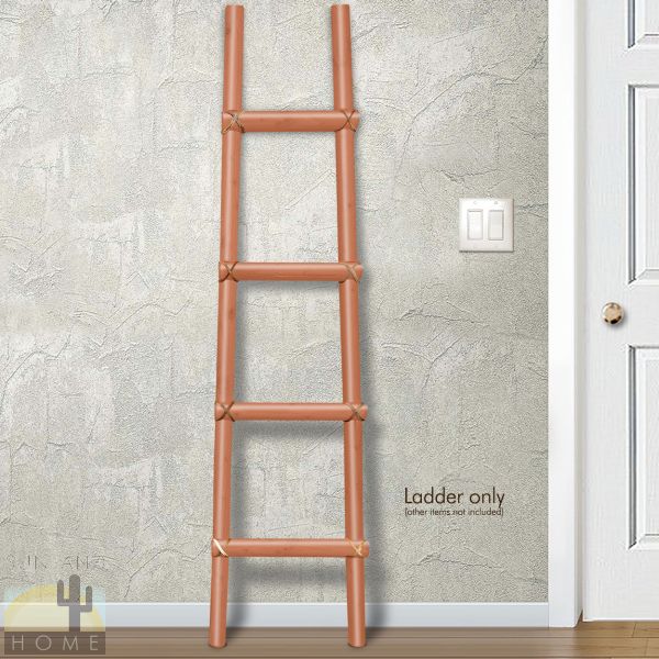 460251 - Art Crafted in Arizona - 24in Decorative Wooden Kiva Ladder in White Finish