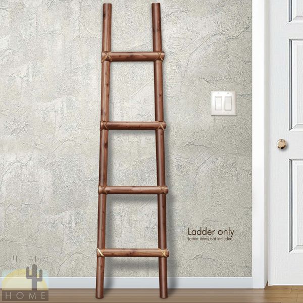 460253 - Art Crafted in Arizona - 36in Decorative Wooden Kiva Ladder in White Finish