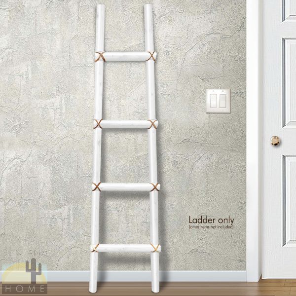 460258 - Art Crafted in Arizona - 66in Decorative Wooden Kiva Ladder in White Finish