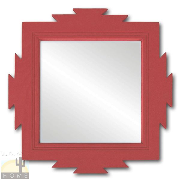 489101 - 18in Southwestern Lodge Decor Wooden Wall Mirror in Rusty Red