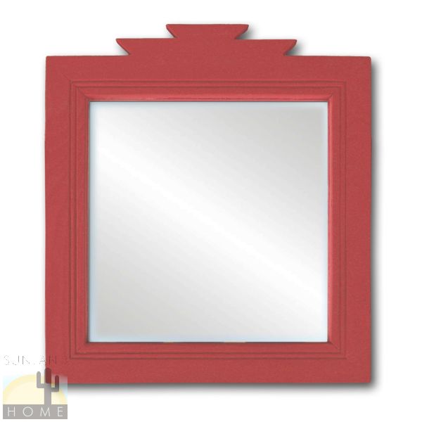 489111 - 17in Southwestern Lodge Decor Wooden Wall Mirror in Rusty Red