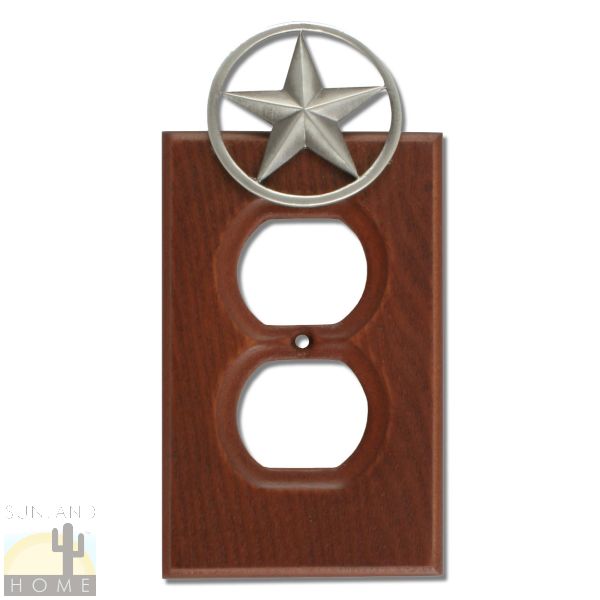 531461 - Lazart Lone Star Pewter on Wood Outlet Cover