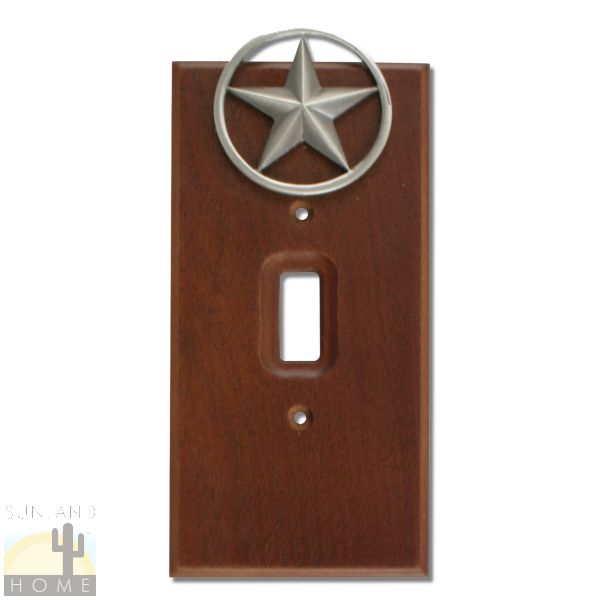 531462 - Lazart Lone Star Pewter on Wood Single Standard Switch Plate