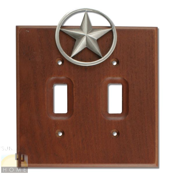 531464 - Lazart Lone Star Pewter on Wood Double Standard Switch Plate