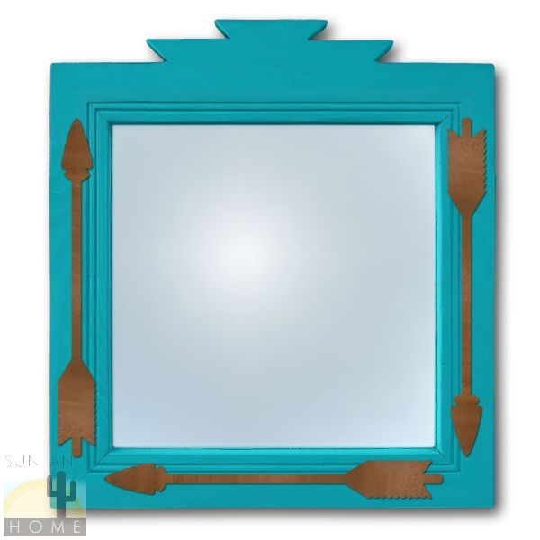 600002 - 17in Three Arrows Southwestern Turquoise Pine Accent Wall Mirror
