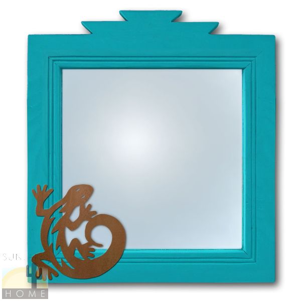 600008 - 17in C-Lizard Southwestern Turquoise Pine Accent Wall Mirror