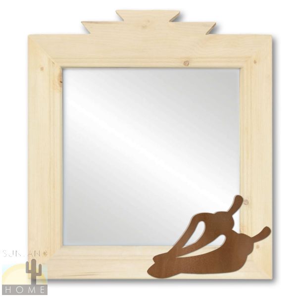 600011 - 17in Chili Peppers Southwestern Natural Pine Accent Wall Mirror