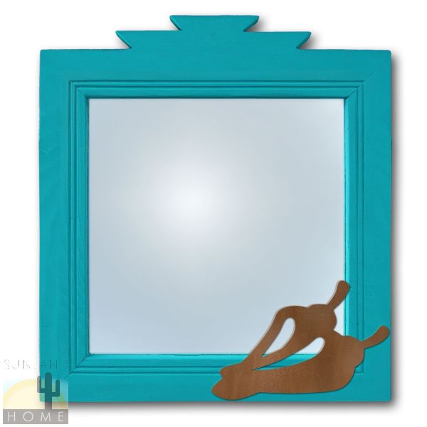 600012 - 17in Chili Peppers Southwestern Turquoise Pine Accent Wall Mirror