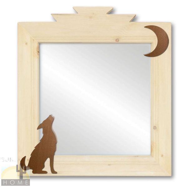 600013 - 17in Coyote and Moon Southwestern Natural Pine Accent Wall Mirror
