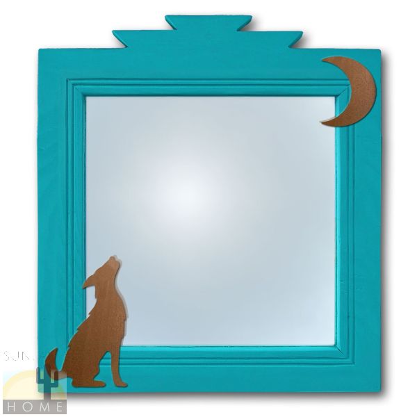 600014 - 17in Coyote and Moon Southwestern Turquoise Pine Accent Wall Mirror