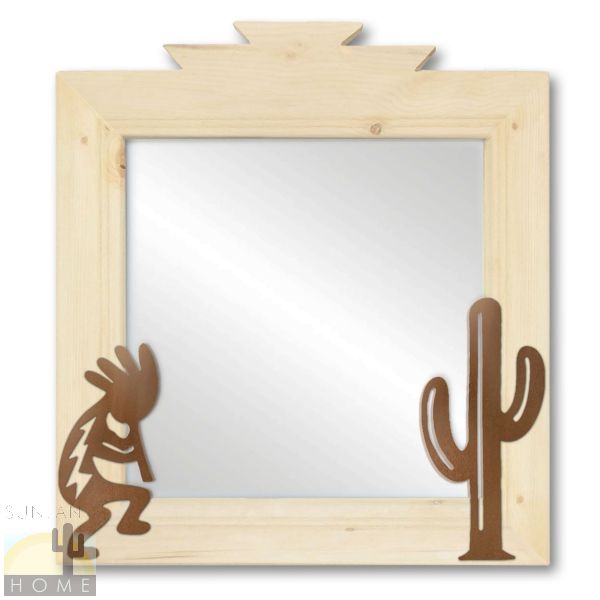 600017 - 17in Kokopelli and Cactus Southwestern Natural Pine Accent Wall Mirror