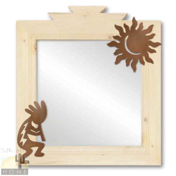 600019 - 17in Kokopelli and Sun Southwestern Natural Pine Accent Wall Mirror