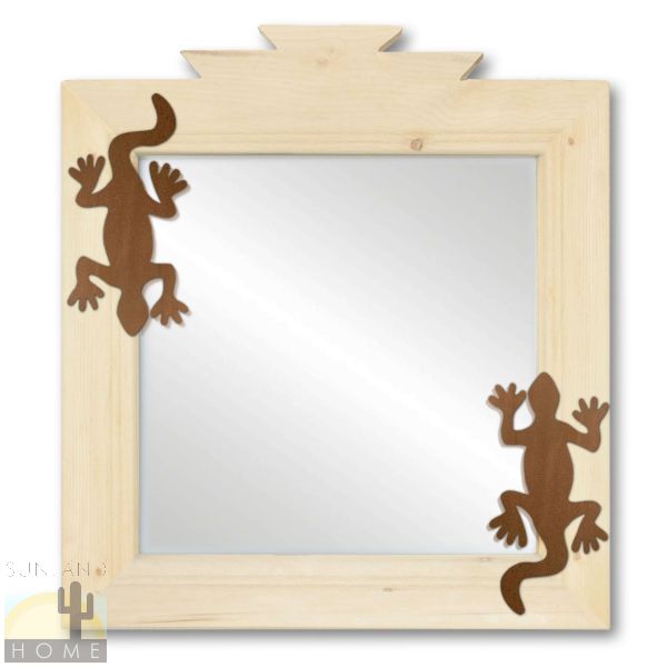 600033 - 17in Twin Lizards Southwestern Natural Pine Accent Wall Mirror