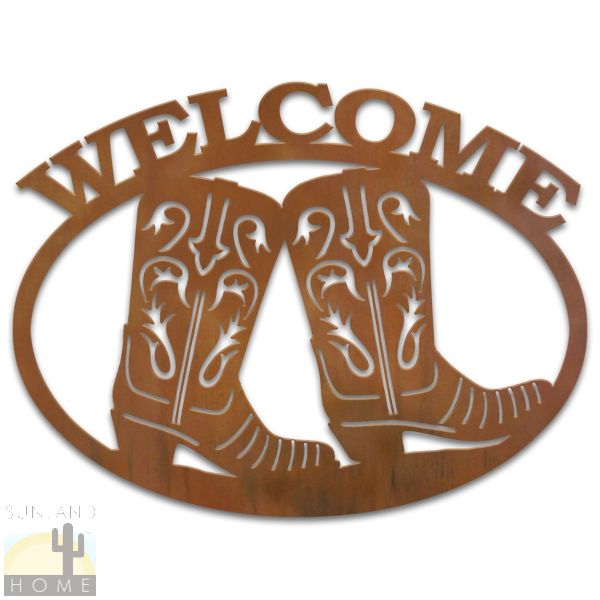 600104 - Cowboy Boots Metal Welcome Sign Wall Art
