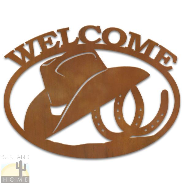 600111 - Cowboy Hat Metal Welcome Sign Wall Art