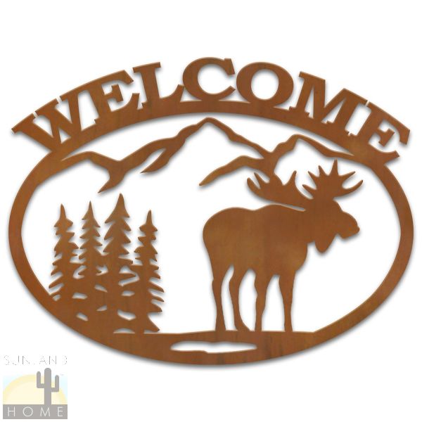 600119 - Moose and Trees Metal Welcome Sign Wall Art