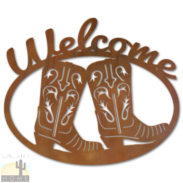 600204 - Cowboy Boots Metal Welcome Sign Wall Art