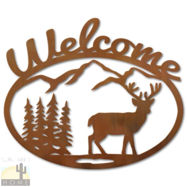 600210 - Deer Mountain Metal Welcome Sign Wall Art