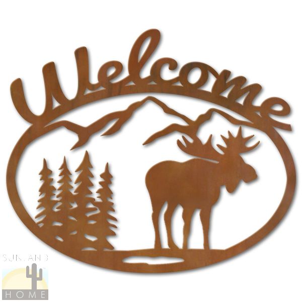 600219 - Moose and Trees Metal Welcome Sign Wall Art