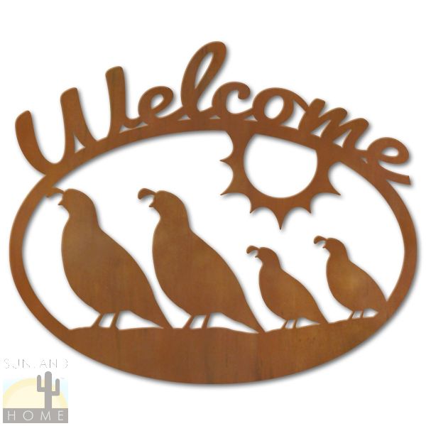 600222 - Four Quail Metal Welcome Sign Wall Art