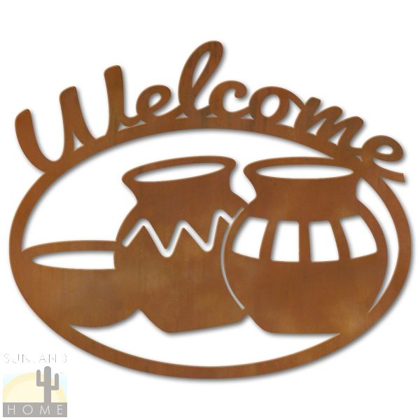 600225 - Pottery Metal Welcome Sign Wall Art