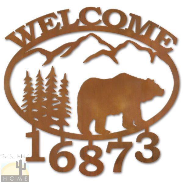 600301 - Bear and Trees Welcome Custom House Numbers