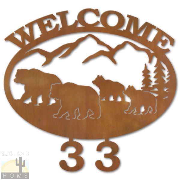 600302 - Four Bears Welcome Custom House Numbers Wall Art