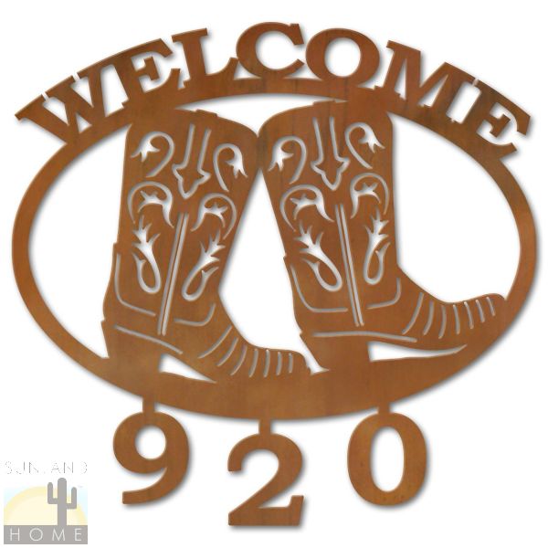 600304 - Cowboy Boots Welcome Custom House Numbers Wall Art