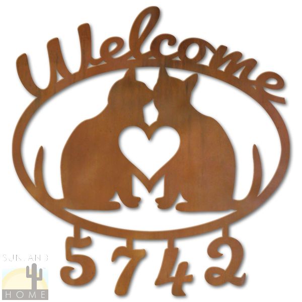 600306 - Cat Couple Welcome Custom House Numbers Wall Art