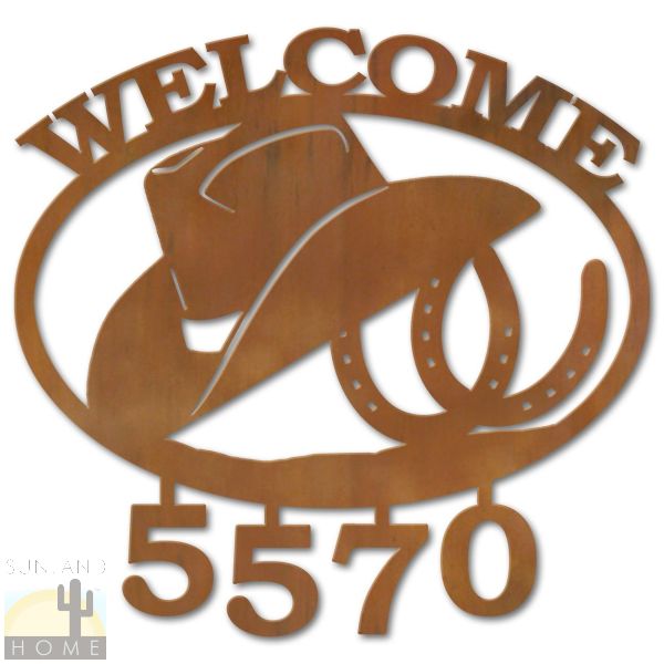 600311 - Cowboy Hat Welcome Custom House Numbers Wall Art