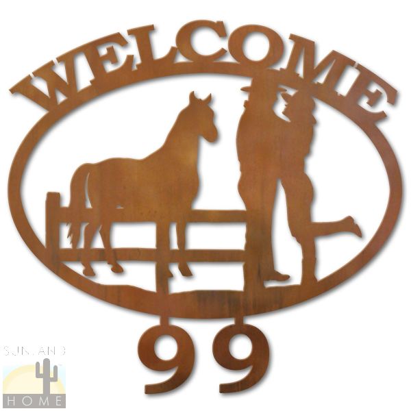 600313 - Couple with Horse Welcome Custom House Numbers
