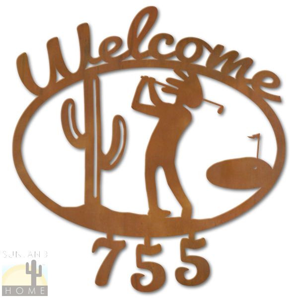 600317 - Golfing Kokopelli Welcome Custom House Numbers