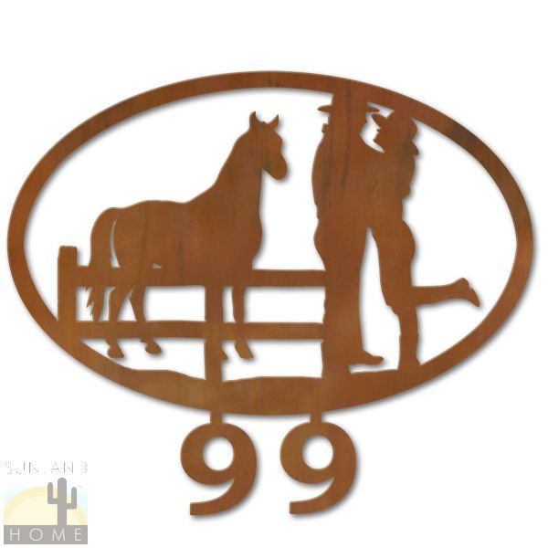 600413 - Couple with Horse Custom House Numbers Wall Art