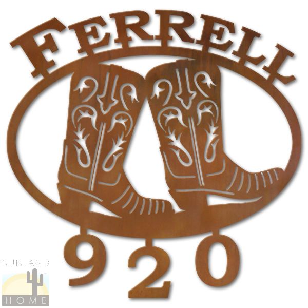 600604 - Cowboy Boots Custom Name and House Numbers
