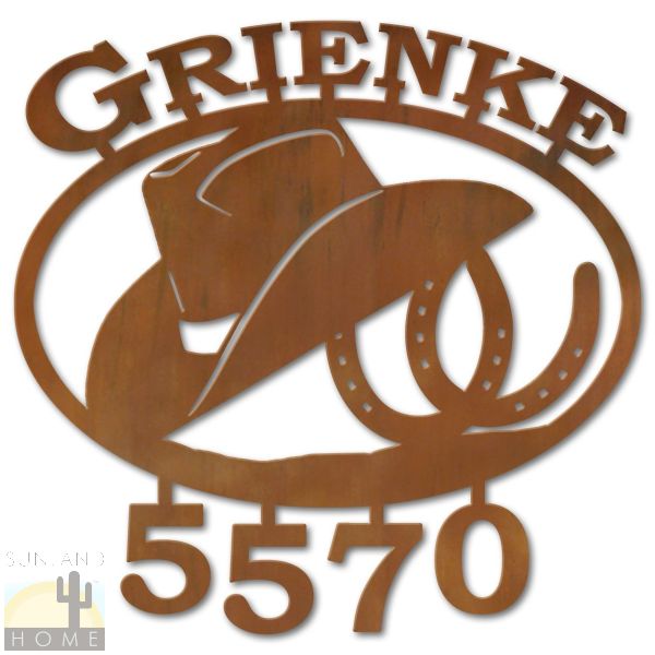 600611 - Cowboy Hat Custom Name and House Numbers Wall Art