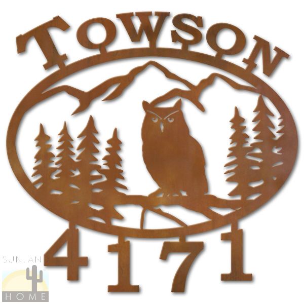 600620 - Owl in Tree Custom Name and House Numbers Wall Art