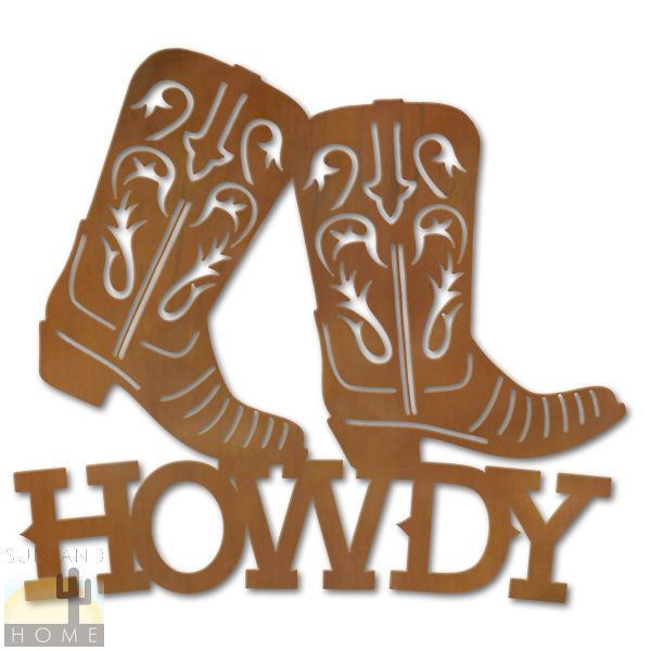 600700 - Cowboy Boots Metal Howdy Sign Wall Art