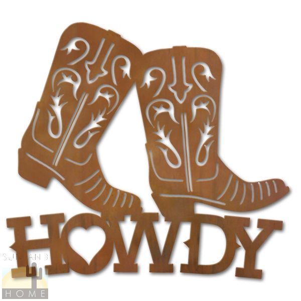 600703 - Cowboy Boots Metal Howdy Sign Wall Art